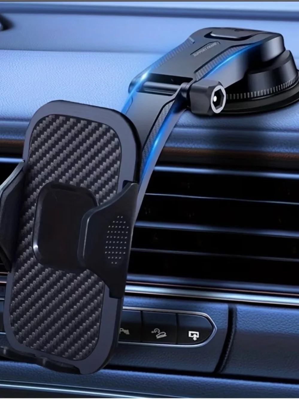 (26) Adjustable Carbon-Texture Car Phone Mount - Black